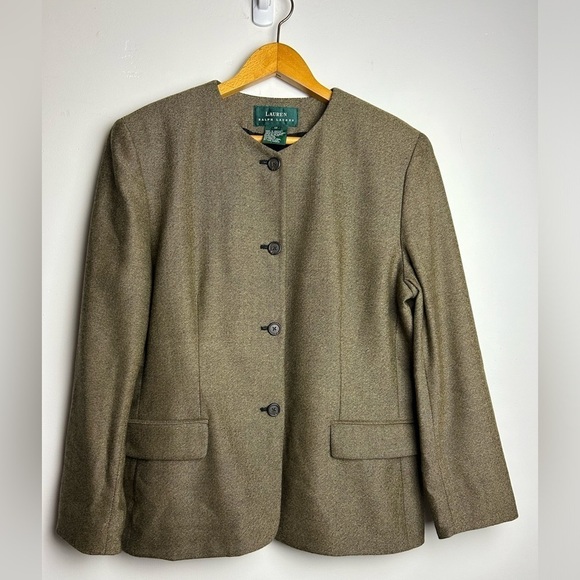 VTG Lauren Ralph Lauren Size 12 Women Blazer Jacket Wool Cashmere Brown office - Picture 1 of 10